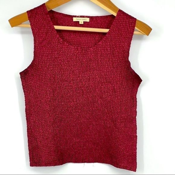 Tania Nardi Textured Waffle Tank Top – Deep Wine Red - Picture 7 of 8